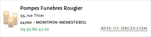 Avis de décès - Saint-Pierre-De-Côle - Pompes Funebres Rougier