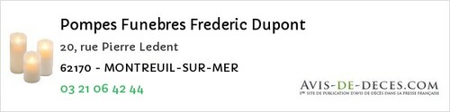 Avis de décès - Fouquières-lès-Lens - Pompes Funebres Frederic Dupont