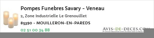 Avis de décès - Saint-Maixent-Sur-Vie - Pompes Funebres Savary - Veneau