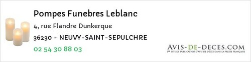 Avis de décès - Saint-Pierre-De-Jards - Pompes Funebres Leblanc