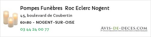 Avis de décès - Saint-Thibault - Pompes Funèbres Roc Eclerc Nogent