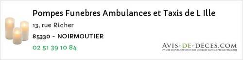 Avis de décès - Tiffauges - Pompes Funebres Ambulances et Taxis de L Ille