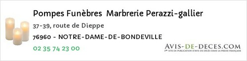 Avis de décès - Saint-Étienne-du-Rouvray - Pompes Funèbres Marbrerie Perazzi-gallier