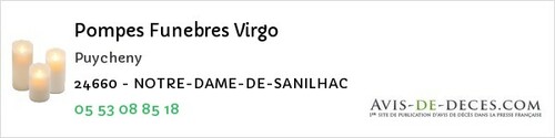 Avis de décès - Saint-Victor - Pompes Funebres Virgo