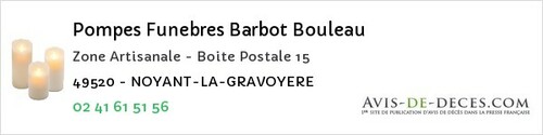 Avis de décès - Pouancé - Pompes Funebres Barbot Bouleau