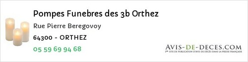 Avis de décès - Osserain-Rivareyte - Pompes Funebres des 3b Orthez