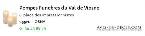Avis de décès - Beaumont-sur-Oise - Pompes Funebres du Val de Viosne