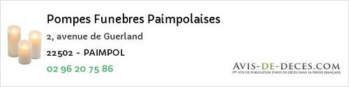 Avis de décès - Caouënnec-Lanvézéac - Pompes Funebres Paimpolaises