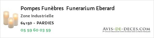 Avis de décès - Sarrance - Pompes Funèbres Funerarium Eberard