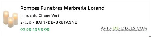 Avis de décès - Saint-Méen-Le-Grand - Pompes Funebres Marbrerie Lorand
