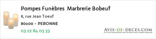 Avis de décès - Vaux-en-Amiénois - Pompes Funèbres Marbrerie Bobeuf