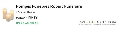 Avis de décès - Loches-sur-Ource - Pompes Funebres Robert Funeraire