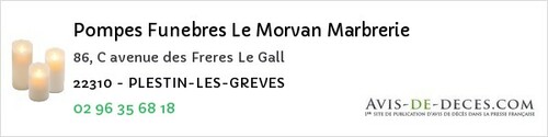 Avis de décès - Saint-Denoual - Pompes Funebres Le Morvan Marbrerie