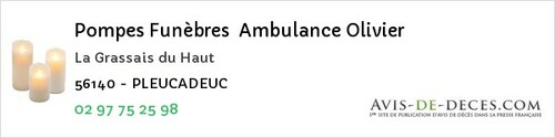 Avis de décès - Persquen - Pompes Funèbres Ambulance Olivier