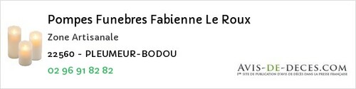 Avis de décès - Trébédan - Pompes Funebres Fabienne Le Roux