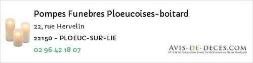 Avis de décès - Ploeuc-sur-Lié - Pompes Funebres Ploeucoises-boitard