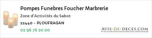 Avis de décès - La Prénessaye - Pompes Funebres Foucher Marbrerie