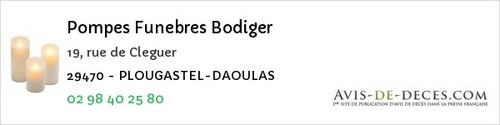 Avis de décès - Logonna-Daoulas - Pompes Funebres Bodiger
