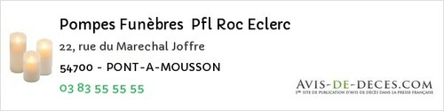 Avis de décès - Essey-et-Maizerais - Pompes Funèbres Pfl Roc Eclerc