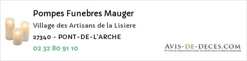Avis de décès - Pacy-sur-Eure - Pompes Funebres Mauger
