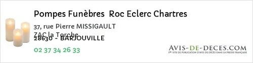 Avis de décès - Theuville - Pompes Funèbres Roc Eclerc Chartres