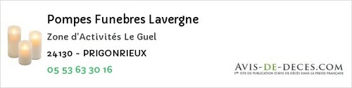 Avis de décès - Liorac-sur-Louyre - Pompes Funebres Lavergne