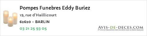 Avis de décès - Longuenesse - Pompes Funebres Eddy Buriez