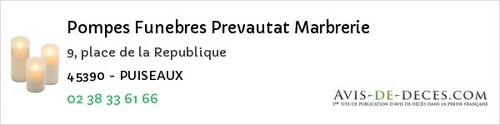 Avis de décès - Saint-Jean-Le-Blanc - Pompes Funebres Prevautat Marbrerie