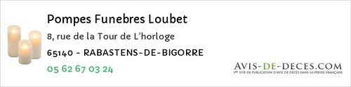 Avis de décès - Lamarque-Pontacq - Pompes Funebres Loubet
