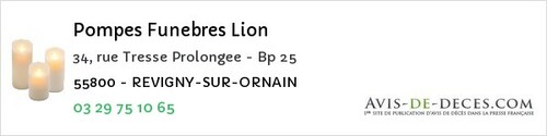 Avis de décès - Val-D'ornain - Pompes Funebres Lion
