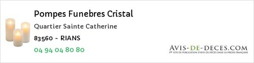 Avis de décès - Le Castellet - Pompes Funebres Cristal