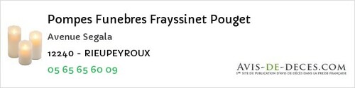 Avis de décès - La Bastide-Solages - Pompes Funebres Frayssinet Pouget