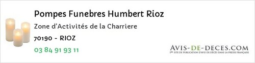 Avis de décès - Chassey-lès-Montbozon - Pompes Funebres Humbert Rioz