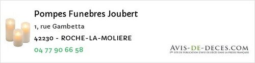 Avis de décès - Saint-Jean-La-Vêtre - Pompes Funebres Joubert