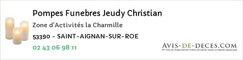 Avis de décès - Saint-Cyr-En-Pail - Pompes Funebres Jeudy Christian