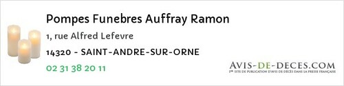 Avis de décès - Ernes - Pompes Funebres Auffray Ramon