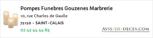 Avis de décès - Saint-Pavace - Pompes Funebres Gouzenes Marbrerie