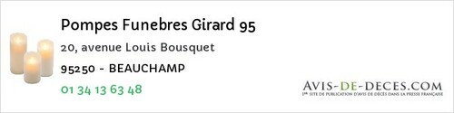 Avis de décès - Sagy - Pompes Funebres Girard 95