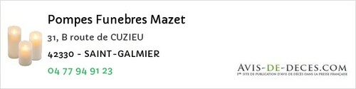 Avis de décès - Véranne - Pompes Funebres Mazet