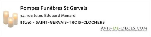 Avis de décès - Martaizé - Pompes Funèbres St Gervais