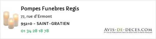 Avis de décès - Montsoult - Pompes Funebres Regis