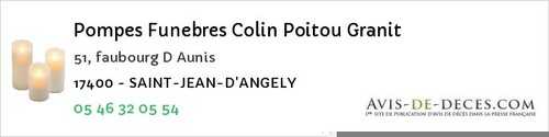 Avis de décès - Villedoux - Pompes Funebres Colin Poitou Granit