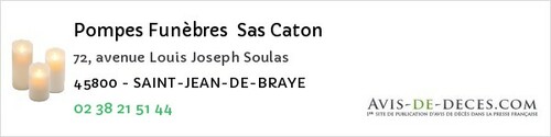 Avis de décès - Saint-Denis-En-Val - Pompes Funèbres Sas Caton