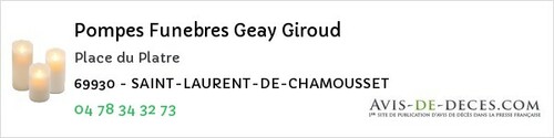 Avis de décès - Crépieux-la-Pape - Pompes Funebres Geay Giroud