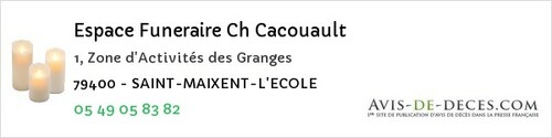 Avis de décès - Épannes - Espace Funeraire Ch Cacouault