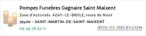 Avis de décès - Saint-Léger-De-La-Martinière - Pompes Funebres Gagnaire Saint Maixent