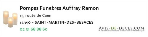 Avis de décès - Beaufour-Druval - Pompes Funebres Auffray Ramon