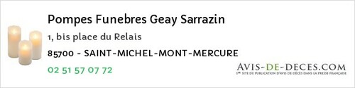 Avis de décès - Saint-Hilaire-De-Voust - Pompes Funebres Geay Sarrazin