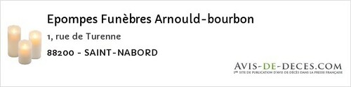 Avis de décès - Tendon - Epompes Funèbres Arnould-bourbon