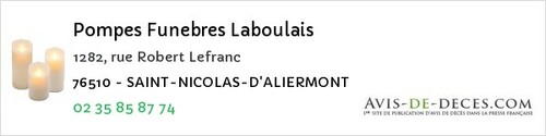 Avis de décès - Saint-Léger-Du-Bourg-Denis - Pompes Funebres Laboulais